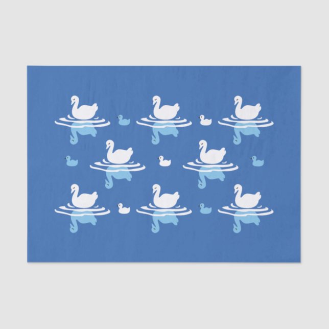 Serene Waters - Playful Swan Lake Pattern Design Tissue Paper (Front)