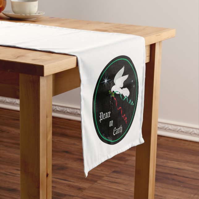Serene White Dove Short Table Runner (In Situ)