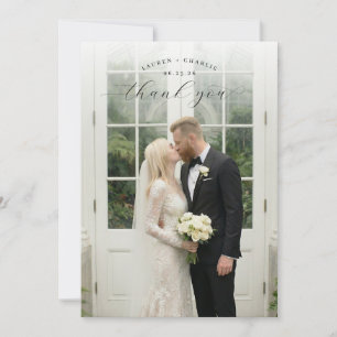 Serene White Elegant Photo Thank You Card