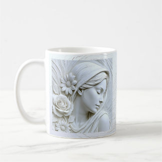 Serene White Plaster Woman Coffee Mug