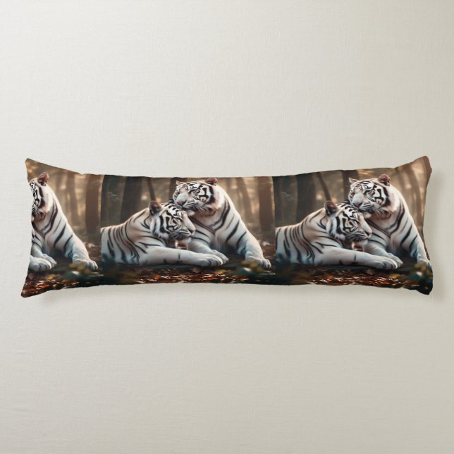 Serene White Tiger Companions Body Cushion (Front)
