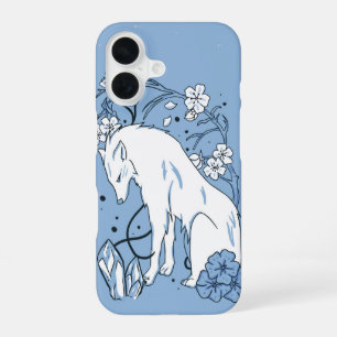 Serene White Wolf & Cherry Blossom iPhone 16 Case