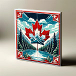 Serene Wilderness: Captivating Canadian Landscape  Ceramic Tile<br><div class="desc">Introducing 'Serene Wilderness, ' our latest square ceramic tile that encapsulates the breathtaking beauty of the Canadian outdoors. This piece brings the essence of Canada into your home, with a stunning symmetrical design that showcases the majestic mountains, lush evergreen forests, serene waterways, and the iconic red maple leaf. Crafted with...</div>