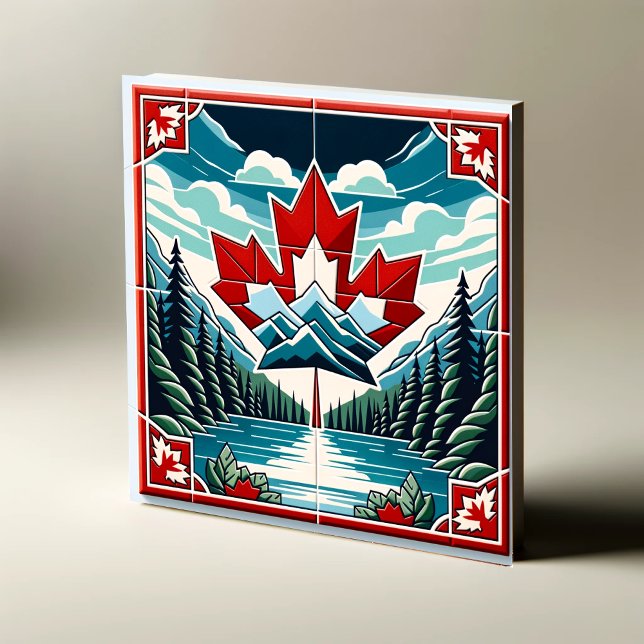 Serene Wilderness: Captivating Canadian Landscape  Ceramic Tile (Creator Uploaded)