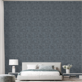 Serene Wildflower Blue Grey Botanical Wallpaper
