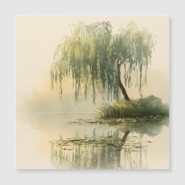 Serene Willow Tree Reflection Nature Art (1) (Front)