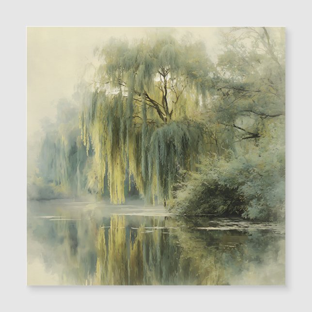 Serene Willow Tree Reflection Nature Art (10) (Front)