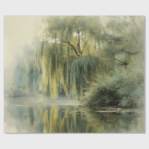 Serene Willow Tree Reflection Nature Art (10) Wrapping Paper