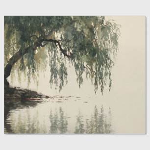 Serene Willow Tree Reflection Nature Art (11) Wrapping Paper