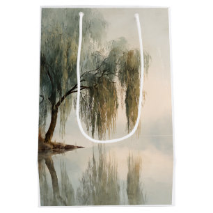 Serene Willow Tree Reflection Nature Art (13) Medium Gift Bag