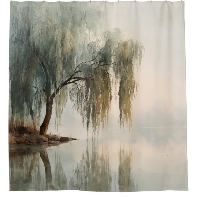 Serene Willow Tree Reflection Nature Art (13) Shower Curtain (Front)