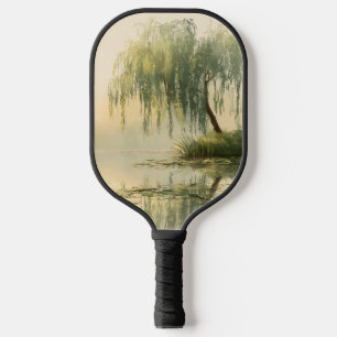 Serene Willow Tree Reflection Nature Art (1) Pickleball Paddle