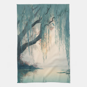 Serene Willow Tree Reflection Nature Art (3) Tea Towel