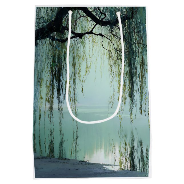 Serene Willow Tree Reflection Nature Art (4) Medium Gift Bag (Back)