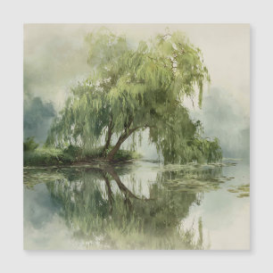 Serene Willow Tree Reflection Nature Art (5)