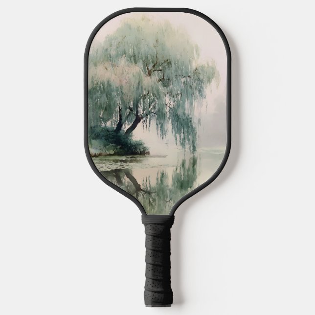 Serene Willow Tree Reflection Nature Art (7) Pickleball Paddle (Front)