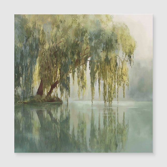Serene Willow Tree Reflection Nature Art (8) (Front)