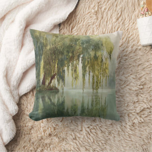 Serene Willow Tree Reflection Nature Art (8) Cushion