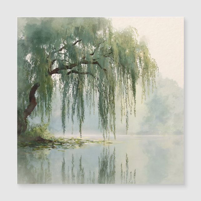 Serene Willow Tree Reflection Nature Art (9) (Front)