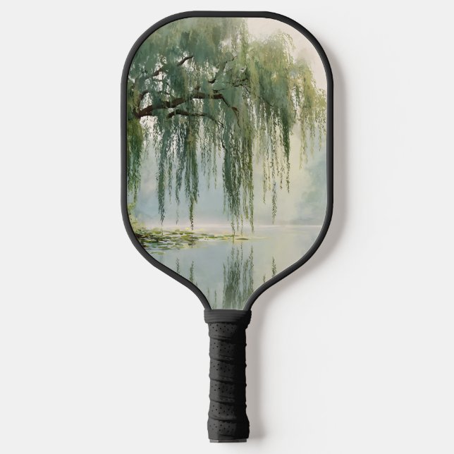 Serene Willow Tree Reflection Nature Art (9) Pickleball Paddle (Front)