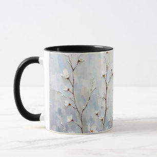 Serene Winter Blossoms Abstract Coffee Mug Black