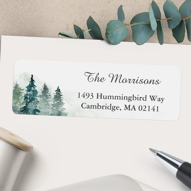 Serene Winter Forest Holiday Return Address Label (Creator Uploaded)