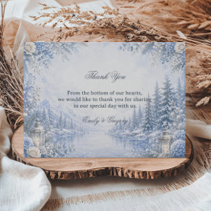 Serene Winter Lake Reflections Glow Thank You Card