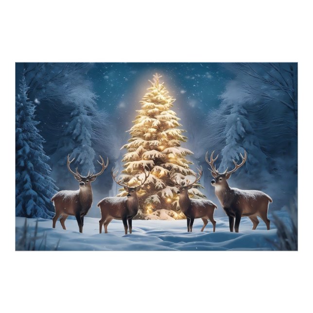 Serene Winter Landscape with Glowing Christmas  Photo Print (Front)