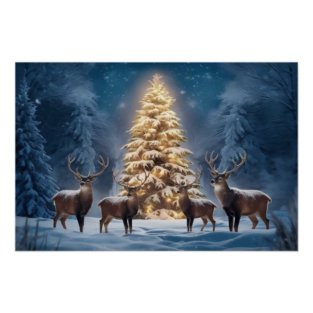 Serene Winter Landscape with Glowing Christmas  Poster (Front)