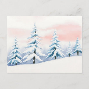 Serene Winter Landscape with Pastel Sky Postcard