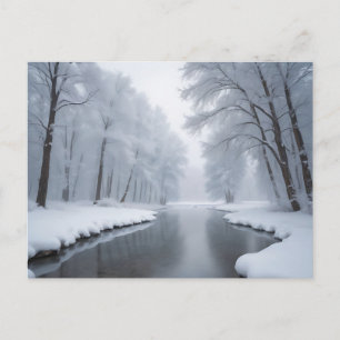 Serene Winter Landscape with Snow Covered Trees Postcard