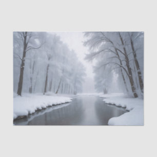 Serene Winter Landscape with Snow Covered Trees  Tissue Paper