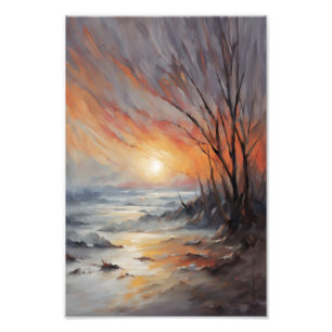 Serene Winter Sunset - Nature Landscape Art Photo Print
