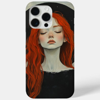 Serene Witch Mobile Phone Case, Redhead Witch Art iPhone 15 Pro Max Case