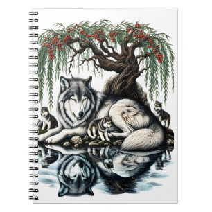 Serene Wolf Family Oasis in Idyllic Nature Notebook