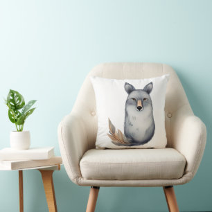 Serene Wolf Illustration – Tranquil Wilderness Spi Cushion