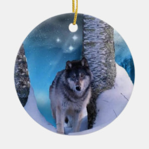 Serene wolf Ornament