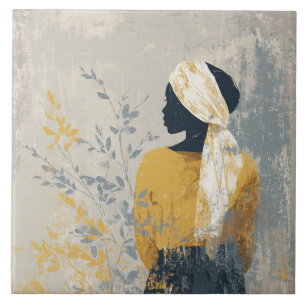 Serene Woman and All the Gilded Foliage Ceramic Tile