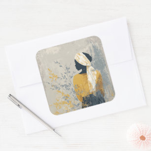 Serene Woman and All the Gilded Foliage Square Sticker