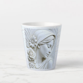 serene woman art, latte mug
