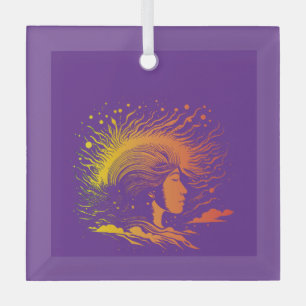 Serene Woman’s Profile. Glass Tree Decoration