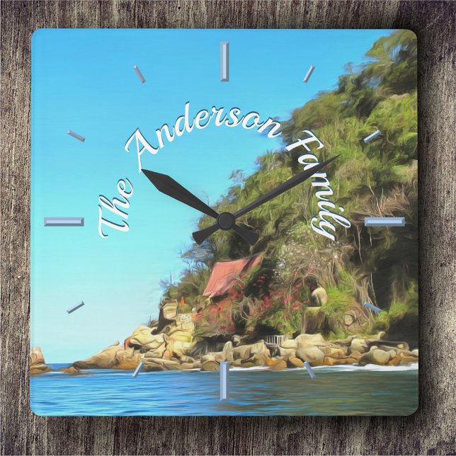 Serene Yelapa Family 0758 Square Wall Clock (Creator Uploaded)