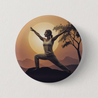 Serene Yoga Pose Outline Button Design