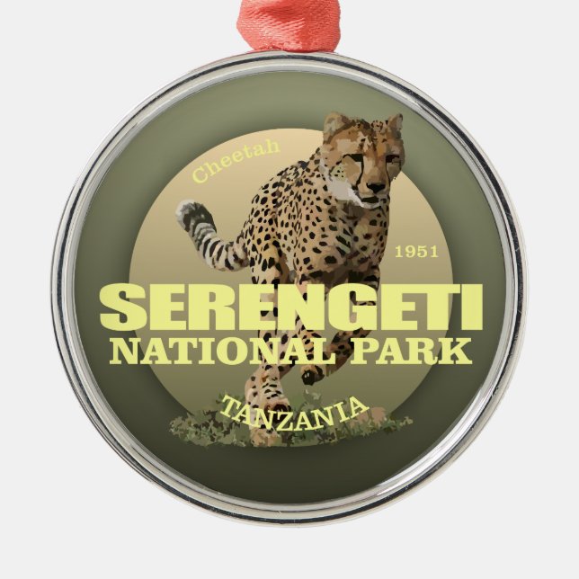 Serengeti National Park (Cheetah) WT Metal Tree Decoration (Front)