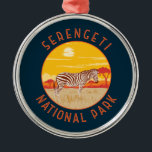 Serengeti National Park Zebra Travel Art Vintage Metal Ornament<br><div class="desc">Serengeti vector artwork design. The Serengeti is well known for the largest annual animal migration in the world.</div>