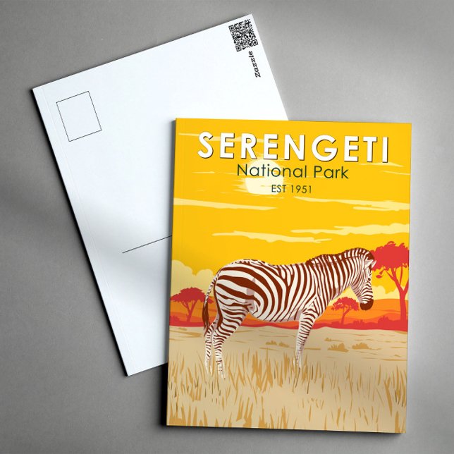 Serengeti National Park Zebra Travel Art Vintage Postcard (Creator Uploaded)