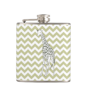 Serengeti Safari Chevron w/ Pop Art Giraffe Hip Flask