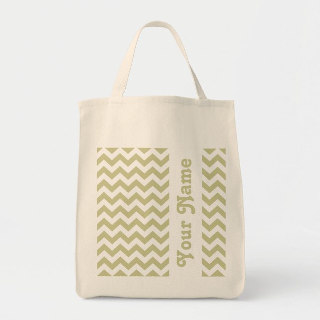 Serengeti Safari Chevron with customisable name Tote Bag (Front)