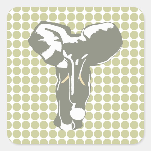 Serengeti Safari Dot with Pop Art Elephant Square Sticker (Front)