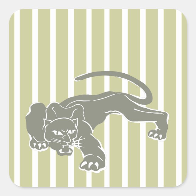 Serengeti Safari Stripe with Leopard Square Sticker (Front)